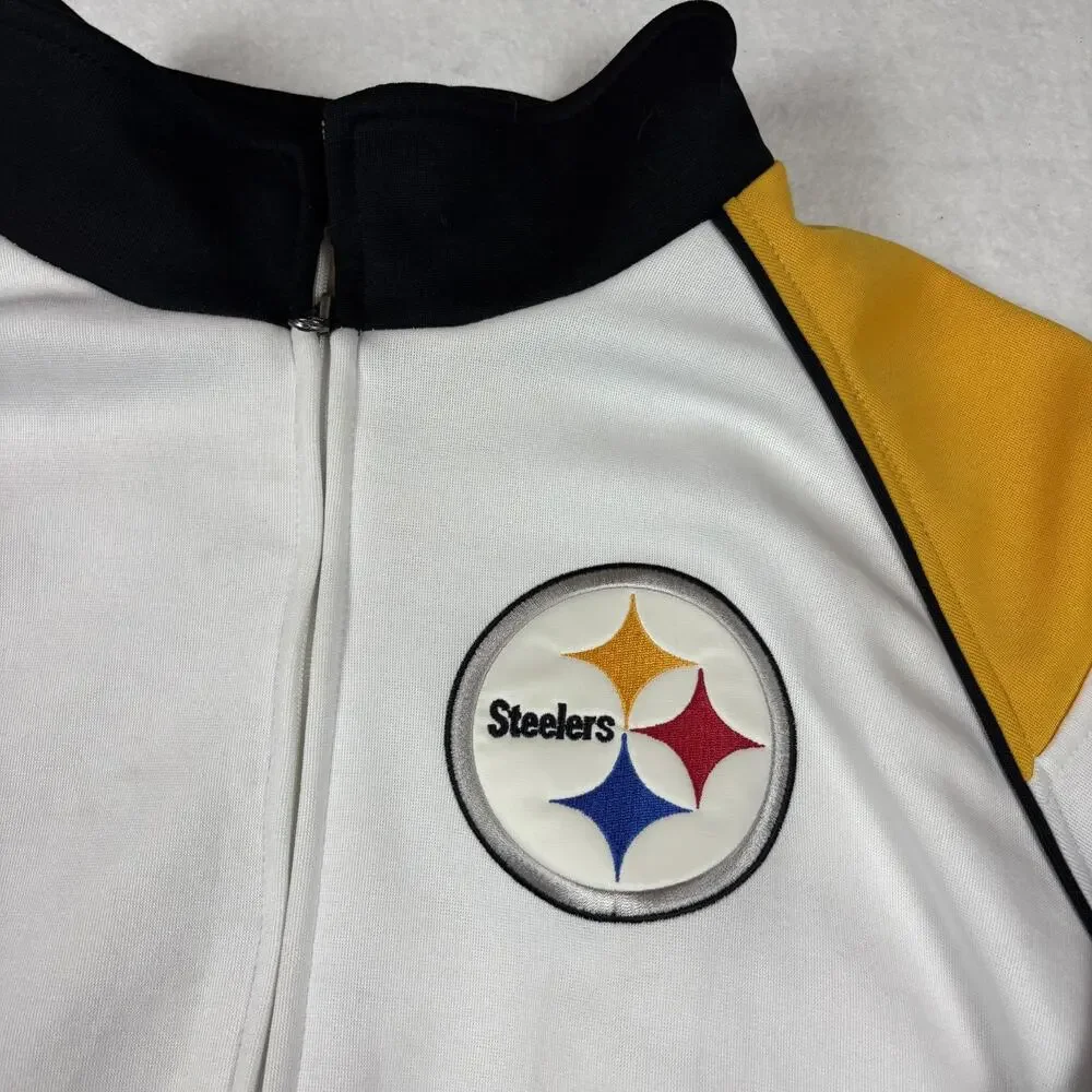 NFL PITTSBURGH STEELERS MEN'S FULL ZIP JACKET LOGO PATCH SIZE 2XL